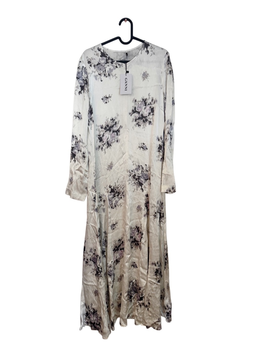 Ganni White Floral Long Sleeve Maxi Dress